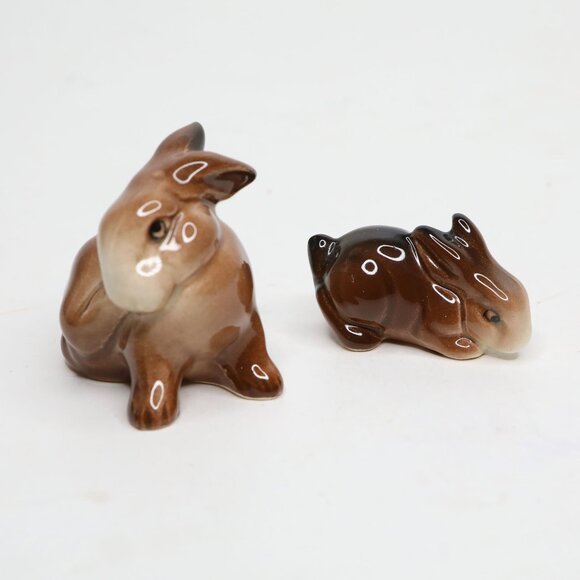 Vintage Beswick England Brown Rabbit Bunny Figurine Pair - Wildlife Collection - Picture 7 of 8